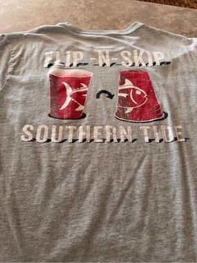MEN's SMALL Southern Tide Men's Heather Light Gray Pocket Tee with Red Logo